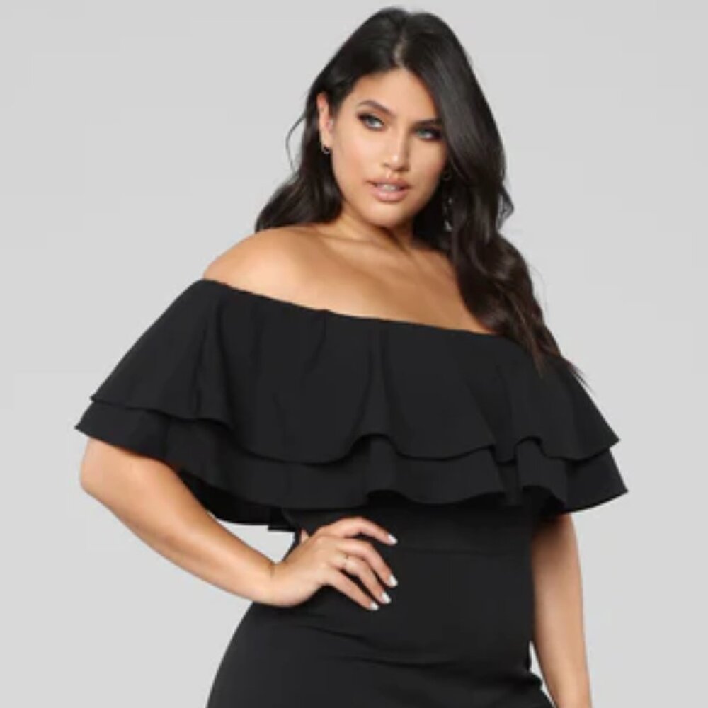 Black Ruffle Jumpsuit (Large) - Picture 6 of 7